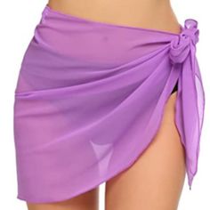 Very Soft And Luxurious Sheer Wrap You Can Use For Top Or Bottom Cover Up Or Even As A Head Scarf. A Purple Lavender Cover Up Sarong Wrap Skirt For Pool Beach Vacation To Wear Over Your Bikini Or Bathing Suit. Fabric: Polyester One Size Fits Most Length From Top To Bottom Is 19 Inches. No Returns New With Tags Attached. Lavender Summer Swimwear For The Beach, Summer Lavender Swimwear For The Beach, Lavender Summer Swimwear For Beach, Purple Summer Party Swimwear, Purple Party Swimwear For Spring, Sarong Wrap Skirt, Strapless Beach Dress, Purple Cover, Twisted Skirt