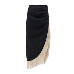 Black Linen Fabric, Simple Sweaters, Pretty Top, Fringe Skirt, Linen Material, Linen Skirt, Black Xs, Black Linen, Skirt Black