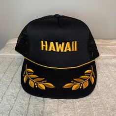 Black Embroidered Hawaii Snap Back Hawaiian Headwear Truckers Hat Nwot Looks As Never Worn.(See Photos) Adjustable Snap Back One Size Fits Most. Listing Is For The Actual Hat Seen In Photos. Please Use Photos As Part Of Description A Condition If You Have Any Questions, Please Contact Me And We Will Answer As Quickly And Accurately As Possible. (Hat 3 ***) Black Trucker Hat With Letter Print For Beach, Black Trucker Hat For Vacation, Vacation Black Baseball Cap, Black Trucker Hat With Letter Embroidery, Black Embroidered Beach Hat, Black Embroidered Snapback Trucker Hat, Black Embroidered Trucker Cap, Embroidered Black Trucker Hat, Black Embroidered Trucker Hat With Curved Brim