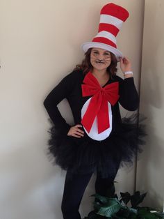 Cat in the Hat costume for $11... Easy diy Dr Seuss Diy Costumes, Dr. Seuss Costumes, Cat In The Hat Costume, Dr Seuss Costumes, Character Dress Up, Book Costumes, Dr. Seuss, World Book Day Costumes