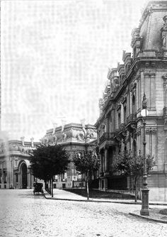 an old black and white photo of a building