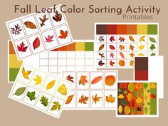 fall leaf color sorting activity printables