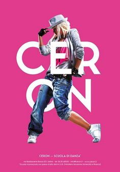 the poster for ceron is shown in pink and white, with a woman running