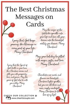 the best christmas messages on cards with red flowers and text overlaying each card