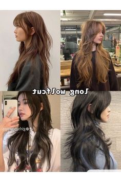 Curling Tips, Long Wolfcut Haircut With Bangs, Haircut Wavy, Haircut Straight, Haircut With Bangs, Long Wolfcut Haircut, Hair Curling