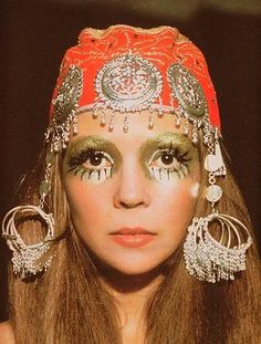 1960's hippie era Penelope Tree, Exotic Makeup, Fashion 60s