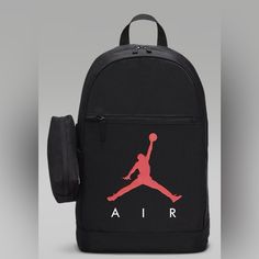 Nike Jordan Backpack (Large) 9a0503-023 - Nwt - Black Everyday Organization. From Work Or School To Your Next Adventure, The Jordan Backpack Is Great For On The Go. It’s Got Minimalist Style Plus A Zippered Pencil Case For Organizing Your Essentials. The Main Zippered Area Has Plenty Of Space And A Sleeve To Store A Laptop Up To 15". 1 Side Bottle Pouch And 1 Front Pocket Help You Stay Organized. Padding On The Back Padded, Adjustable Shoulder Straps 18" H X 12" W X 5" D Body/Lining: 100% Polyester Black 9a0503-023 Black Logo Bag For On-the-go, Black On-the-go Bag With Logo, Black On-the-go Bags With Logo, Nike Backpack For Daily Use Back To School, Nike Black Backpack For Back To School, Nike Standard Backpack, Nike Black Backpack For School, Nike Black Standard Backpack, Nike Rectangular Backpack For Everyday Use