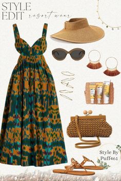 Dress With Sandals Outfit, Sundress And Heels, Trendy Outfit Ideas, Chic Dress Classy, Stylish Summer Outfits, Style Edit, Fall Outfit Ideas, Beachwear Fashion, Stylish Work Outfits