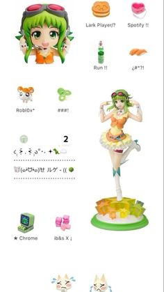 an anime character is shown with different items in the same language, and it appears to be