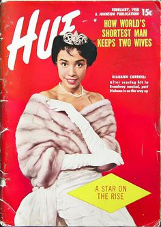 a magazine cover with an image of a woman wearing a fur coat and holding a yellow arrow