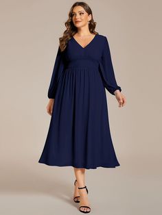 Step into any wedding celebration with confidence in our Plus Size Flowy Long Sleeves V-Neck Midi Chiffon Wedding Guest Dress. The airy chiffon fabric drapes beautifully around your curves, offering a flattering and effortless look. With its versatile midi length and long sleeves, this dress fits perfectly into any evening affair. Whether it's a grand ballroom reception or an intimate candlelit dinner, you'll feel like the belle of the ball, radiating elegance and charm in this captivating ensem Upcycle Wedding, Seaglass Wedding, Plus Size Wedding Guest Dress, Dress For Plus Size Women, Cricut Invitations, Midi Wedding Guest Dress, Dress For Plus Size, Ballroom Reception, Wedding Logistics