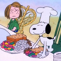 charlie brown and snoop the dog eating food