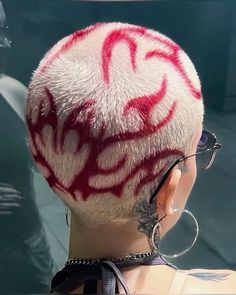 Flower Buzzcut, Colored Shaved Head, Shaved Head Designs For Men, Hair Dye Designs Shaved Head, Buzzcut Hair Dye Art, Painted Buzzcut, Buzz Cut Designs, Buzzcut Designs, Buzzcut Hairstyles