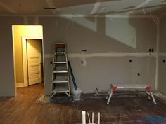 the room is being remodeled and ready for painting