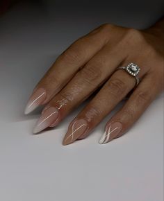 Stiletto Press On Nails, Fake Nails Long, Classy Nail Designs, Easy Nails, Work Nails, French Acrylic Nails, Oval Nails, Nailed It