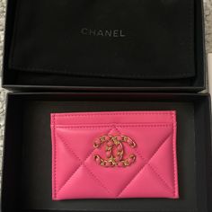 Brand New Chanel Card Wallet. Fun Pink Color! Box, Busy Cover And Tags Included. Designer Rectangular Wallet For Gifts, Designer Rectangular Wallet As A Gift, Designer Rectangular Wallets As Gift, Designer Rectangular Wallets As A Gift, Designer Compact Wallets With Card Slots, Modern Card Holder With Original Box For Gift, Modern Card Holder With Original Box As Gift, Designer Compact Wallet With Card Slots, Designer Compact Card Holder With Card Slots