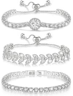 PRICES MAY VARY. High Quality Material: This tennis bracelet is inlaid with sparkling cubic zirconia. The tennis bracelet comes in silver and yellow gold plating, designed to keep its brilliance intact for a long time. Its high-quality handmade construction ensures it resists fading, no rusting, ensuring a long-lasting wearing experience. Adjustable Size: Drawstring bracelet is adjustable, you can slide the adjustable cord to adjust the size of the bracelet. The other tennis bracelet has 2 sizes Cubic Zirconia Bracelet, Silver Plated Bracelet, Shining Star, Women Diamond, Bracelets For Women, Bracelet Gold, Beautiful Gift Boxes, Tennis Bracelet, Jewelry Branding