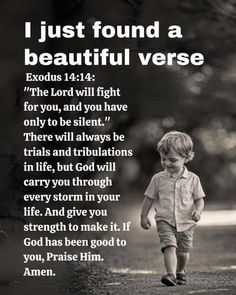 a little boy walking down a road with the words i just found a beautiful verse