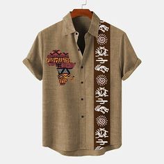 Season:Summer,Spring; Fabric:20% Linen; Sleeve Length:Short Sleeve; Look After Me:Hand wash; Gender:Men's; Style:Print; Elasticity:Inelastic; Tops Type:Shirt; Occasion:Daily; Neckline:Turndown; Brand:OUKU; Listing Date:04/29/2024 Brown Casual Collar Top For Summer, Brown Summer Top With Casual Collar, Brown Casual Collar Shirt For Summer, Brown Summer Shirt With Casual Collar, Brown Casual Collar Summer Shirt, Relaxed Fit Khaki Beach Shirt, Relaxed Fit Khaki Shirt For Beach, Casual Collar Beige Shirt For Summer, Beige Shirt With Casual Collar For Summer