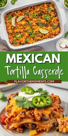 mexican tortilla casserole on a white plate