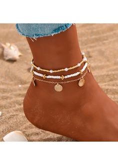 Color:Gold;Package Contents:3 X Anklets;Occasion:Sport; Dr Wardrobe, White Lace Shorts, Trendy Swimsuits, Trendy Tops For Women, Fame Dr, Lace Top Long Sleeve, Swimwear Bottoms, Lace Short, Swim Suits