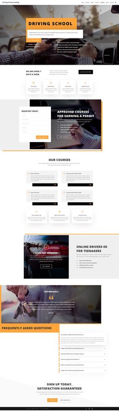 Divi WordPress Theme School Landing Page, Drivers Ed, Question Sign, Elegant Themes, Driving School, Design Website, Page Layout, Wordpress Theme, Web Development