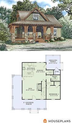 the floor plan for a small cabin home