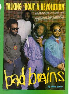 a magazine cover with three men standing next to each other and the title talking about a revolution bad brains