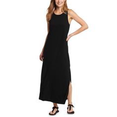 The soft, moisture-wicking blend of cotton/polyester makes this ankle-length T-shirt dress an all-day favorite. Its simple, flattering lines and easy-care convenience also make it a great traveler.Models shown are 5'9" to 5'11" tall, wearing size S/4 or L/12. Sleeveless Maxi Dress, Eddie Bauer, Ankle Length, T Shirt Dress, Moisture Wicking, Color Options, Little Black Dress, Shirt Dress, Maxi Dress