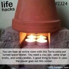 1000 Lifehacks, 1000 Life Hacks, Terracotta Pot, Canned Heat, Simple Life Hacks, Power Outage, Cool Ideas, Diy Life Hacks