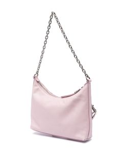 blush pink calf leather grained texture curve-edge body chain-link shoulder strap decorative buckle detailing debossed logo to the front main compartment internal logo patch full lining logo-engraved silver-tone hardware top zip fastening This piece comes complete with a protective dust bag. This item is in size UNI and the color is Pink Luxury Pink Soft Leather Bag, Luxury Pink Shoulder Bag With Branded Hardware, Luxury Pink Shoulder Bag With Metal Hardware, Luxury Pink Textured Leather Shoulder Bag, Luxury Blush Leather Bag, Luxury Modern Blush Shoulder Bag, Modern Luxury Blush Bag, Luxury Pink Bag With Logo Hardware, Luxury Blush Shoulder Bag With Dust Bag