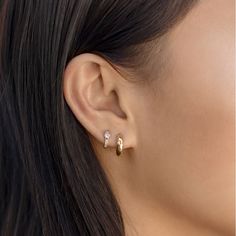 Gold Vermeil Thin Huggie Hoop Earrings | Minimal Dainty Jewelry – AMY O Jewelry Second Piercings, Layered Earrings, Gold Huggie Hoop Earrings, Gold Huggies, Huggie Earrings Silver, Earrings Minimal, Moms Bracelet, Choker Pendant, Mini Hoop Earrings