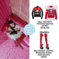 Vintage Racing Jacket, Bell Helmet, Gothic Princess, Pop Outfits, Racing Jacket, Mood Board Fashion, Vintage Racing, Kpop Fashion, Thigh High Boots