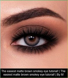 The easiest matte brown smokey eye tutorial! #prommakeuplooks Matte Brown Smokey Eye, Brown Smokey Eye Tutorial, Makeup For Prom, Daytime Smokey Eye, Dark Smokey Eye Makeup, Brown Smokey Eye Makeup, Brown Smokey Eye, Dark Smokey Eye, Brown Smokey