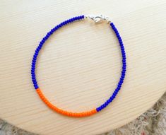 Florida Gator Jewelry, Blue And Orange Bracelet, Royal Blue Bracelet, Average Woman, Seed Necklace, Mens Beaded Necklaces, Handmade Anklets, Thick Necklace, Diy Bijoux