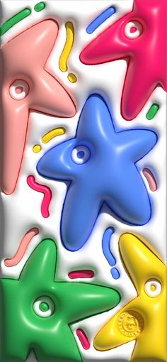 colorful stars and shapes on a white background