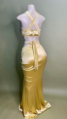 Gold satin set Satin Set, Gold Satin, Nice Dresses, Prom, Satin, Halloween, Gold, Dresses