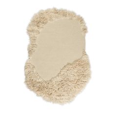 a piece of white sheepskin on top of a white background with an area for text