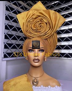 aso oke auto gele, detailed aso oke  This item is made with aso oke,  Auto gele ( ready to wear headgear)  and ipele  shoulder Available in your preferred color  NOTE: the color maybe slightly different because of your device. 2 of this Autogele for $260 feel free to leave us message for any 2 colors of your choice or same color for the 2 Autogele. WHOLESALE PRICES: *Autogele:  $100 minimum order of 6 Autogeles .You can mix colours and styles  *Autogele and Ipele : 20%off regular price. Minimum Fitted Yellow Turban, Gold Aso Oke, Brown Eggs, Aso Oke, Aso Ebi, Mix Color, Adult Costumes, Real Gold, Fascinator