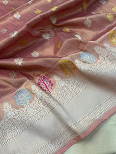 This is a very beautiful Pure banarasi katan tissue silk handloom saree Kadhyal weave border, Sona Rupa weave booties, golden n silver zari, paithani tilffi border, with  blouse piece.  Saree length - 5.5 mtr. Blouse - 1 mtr.  Dry clean only . Please note - color may be vary a little due to sunlight and photography . Please message us after purchasing in case you want fall and Pico done it not . No extra charges for fall and Pico but inform us . Blouse stitching is also available . Bridal Saree Indian, Blouse Stitching, Indian Saree, Bridal Saree, Handloom Saree, Indian Sarees, Blouse Piece, Beauty Book, Weaving