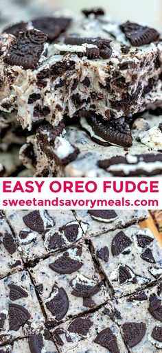 easy oreo fudge brownies with chocolate chips and marshmallows on top