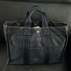 This Is A Very Nice Hermes Tote With Navy & White Stitching. This Is A Multi-Use Bag That Can Be Used And Also Be Fashionable All At The Same Time. Don’t Let His Get Away Hermes Tote, Hermes Bags, Navy White, Womens Tote Bags, Navy And White, Color White, Stitching, Navy, Women Shopping