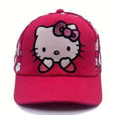 Adjustable Other Colors Available Please Ask. This Is For The Hat In First Picture. Cute Pink Hat For Play, Trendy Adjustable Cat Design Hat, Trendy Adjustable Hat With Cat Design, Cute Red Snapback Baseball Cap, Hello Kitty Cat, Sanrio Accessories, Sanrio Pink, Kitty Stuff, Walker Boots