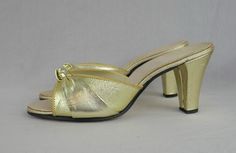 Green Brands, Slip On Mules, Womens Slippers, Mule, Gold Metal, Vintage Ladies, Slippers, Slip On