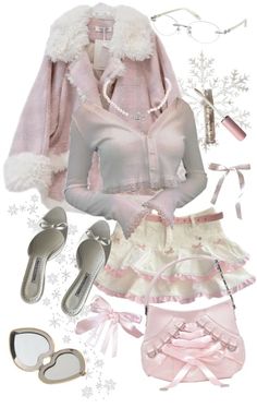 Coquette Outfits For Winter, Coquette Holiday Outfit, Coquette Fits Aesthetic, Coquette Outfit Ideas For School, Coquette Outfit Inspiration, Cute Winter Outfits Pink, Coquette Winter Fits, Coquette Must Haves, Really Cute Outfits Winter