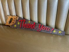 Hand painted thank you sign on vintage hand saw. Lettered by hand with sign enamel right here in the USA baby! 🦅 Thank You Sign, Usa Baby, Hand Saw, Hanging Signs, Etsy Accessories, Wall Hanging, Pet Supplies, Thank You, Hand Painted