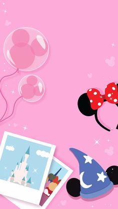 minnie mouse wallpaper with balloons and pictures