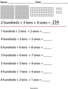 the worksheet is filled with numbers and tens