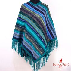 These ponchos are handmade by artisans from Cusco-Peru, a living Inca city. Our artisans who still preserve the traditional way weave by hand using Alpaca wool. Our very warm and cozy ponchos! ❤ With unique techniques and designs, these ponchos are handmade by Quechua artisans in the Andes. These luxurious wool ponchos are not only stunning and special but will keep you super warm in winter and fall. When cared for properly, these ponchos will last for years. The stunning and eye-catching design is the perfect addition to give your lifestyle a touch of peace and luxury. You will be wearing a unique poncho that will easily become your favorite accessory day or night, handcrafted by indigenous artisans in the Andes. The alpaca industry thrives thanks to generations of Quechuan whose liveliho Artisan Multicolor Poncho One Size, Artisan Multicolor One Size Poncho, Multicolor Alpaca Shawl For Winter, Winter Woven Poncho One Size, Artisan Handwoven Poncho, One Size, Traditional Blue One-size Poncho, Traditional Blue Poncho, Handmade Bohemian Alpaca Poncho, Handmade Alpaca Bohemian Poncho