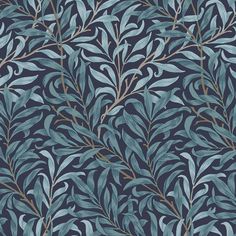 a blue and green leafy wallpaper with leaves in the middle, on a dark background